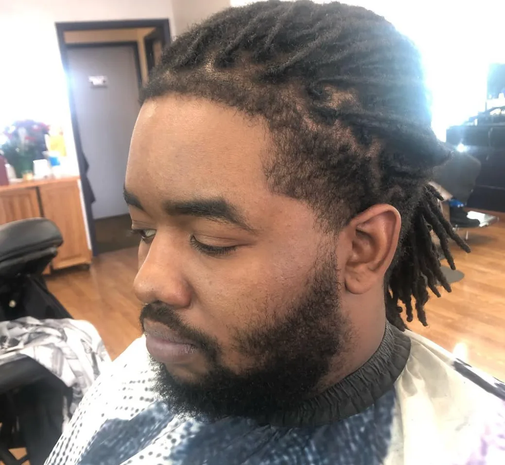 Before tied locs and beard detailing